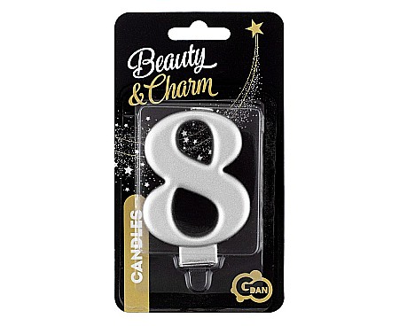 GOD LUMANARI TORT Number 8, metallic silver, 8cm PF-SCS8 [1]