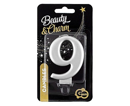 GOD LUMANARI TORT Number 9, metallic silver, 8cm PF-SCS9 [1]