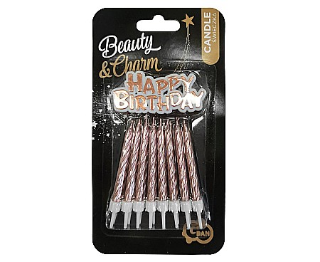 GOD LUMANARI TORT B&C Happy Birthday, rose-gold, 8cm 16/set SF-SUHB [1]