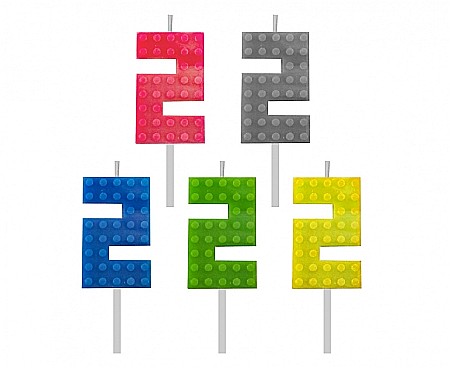 ARTICOLE PARTY - GOD LUMANARI TORT Number 2, brick/model constructie, 5.5cm 7C-SUK2