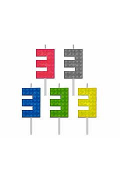 Decoratiuni/ Lumanari Tort/ Briose - GOD LUMANARI TORT Number 3, brick/model constructie, 5.5cm 7C-SUK3