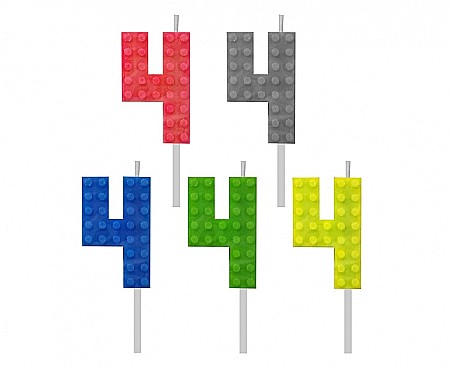 ARTICOLE PARTY - GOD LUMANARI TORT Number 4, brick/model constructie, 5.5cm 7C-SUK4