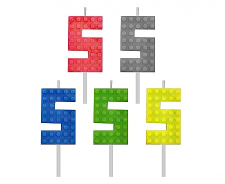 ARTICOLE PARTY - GOD LUMANARI TORT Number 5, brick/model constructie, 5.5cm 7C-SUK5