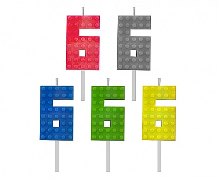 Decoratiuni/ Lumanari Tort/ Briose - GOD LUMANARI TORT Number 6, brick/model constructie, 5.5cm 7C-SUK6