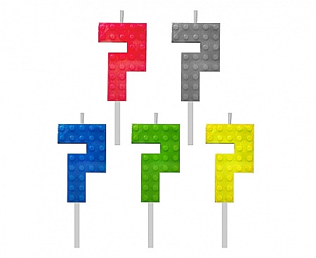 Decoratiuni/ Lumanari Tort/ Briose - GOD LUMANARI TORT Number 7, brick/model constructie, 5.5cm 7C-SUK7