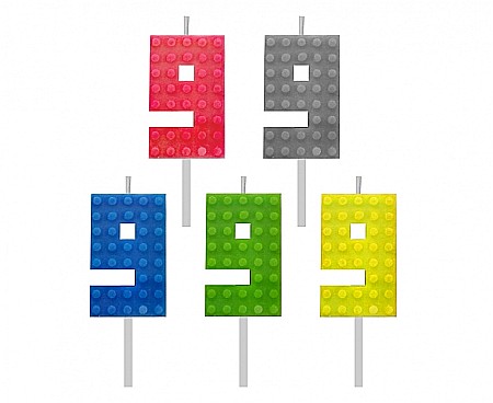 Decoratiuni/ Lumanari Tort/ Briose - GOD LUMANARI TORT Number 9, brick/model constructie, 5.5cm 7C-SUK9