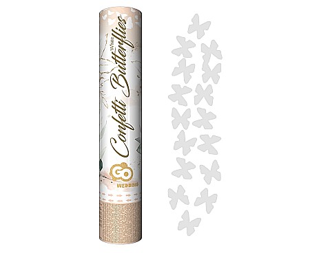 ARTICOLE PARTY - GOD CONFETTI Confetti cannon White Butterflies, 30cm KP-BM30