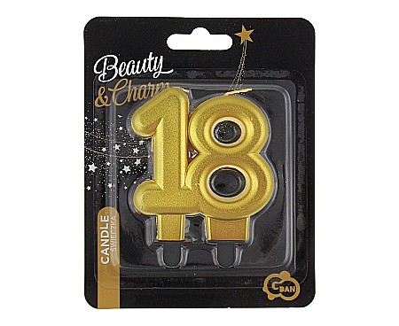 GOD LUMANARE TORT Number 18, metallic gold, 8cm PF-SCZ18 [1]