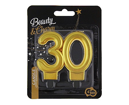 GOD LUMANARE TORT Number 30, metallic gold, 8cm PF-SCZ30 [1]