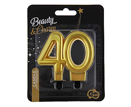 GOD LUMANARE TORT Number 40, metallic gold, 8cm PF-SCZ40 [1]