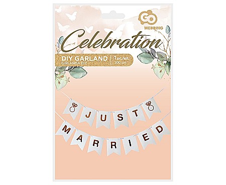 GOD GHIRLANDA HARTIE Just Married, flag hight, 300cm QT-GPJM [1]