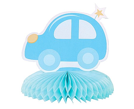 Nunti, botezuri - GOD DECORATIUNE DIN HARTIE PENTRU MASA B&G Baby Boy - Car, light blue, 14cm QT-DSSN