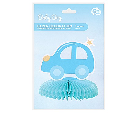 GOD DECORATIUNE DIN HARTIE PENTRU MASA B&G Baby Boy - Car, light blue, 14cm QT-DSSN [1]