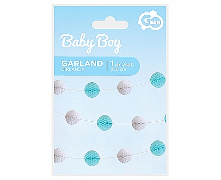 GOD GHIRLANDA HARTIE B&G Pom pom, Baby Boy, light blue, 250cm QT-GKJN [1]