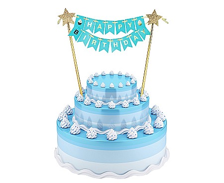 ARTICOLE PARTY - GOD DECORATIUNI PENTRU TORT Happy Birthday, light blue, 25cm QT-DHBN