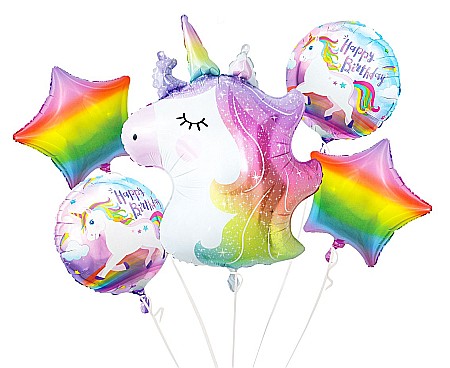 ARTICOLE PARTY - GOD BALON FOLIE ALUMINIU SET Unicorn, Happy Birthday, 5/set BZ-HJED