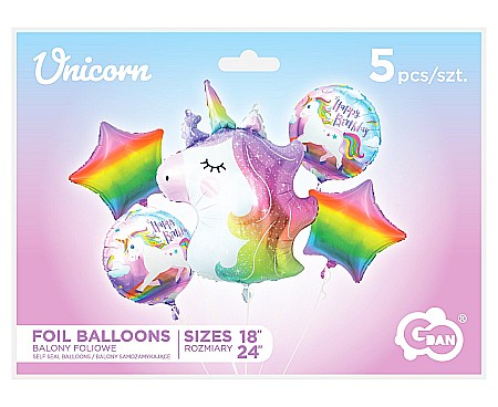 GOD BALON FOLIE ALUMINIU SET Unicorn, Happy Birthday, 5/set BZ-HJED [2]