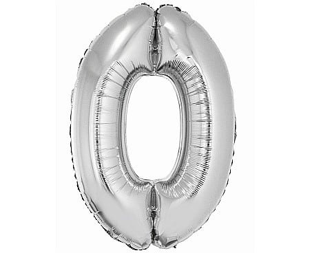 ARTICOLE PARTY - GOD BALON FOLIE ALUMINIU Smart, digit 0, 76cm, silver CH-SSR0