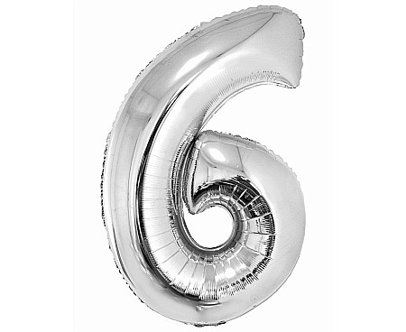 ARTICOLE PARTY - GOD BALON FOLIE ALUMINIU Smart, digit 6, 76cm, silver CH-SSR6