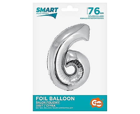 GOD BALON FOLIE ALUMINIU Smart, digit 6, 76cm, silver CH-SSR6 [1]
