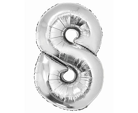 ARTICOLE PARTY - GOD BALON FOLIE ALUMINIU Smart, digit 8, 76cm, silver CH-SSR8