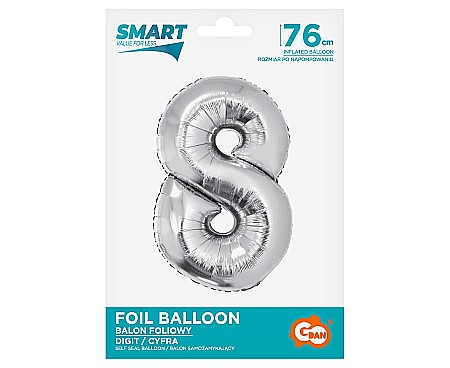 GOD BALON FOLIE ALUMINIU Smart, digit 8, 76cm, silver CH-SSR8 [1]