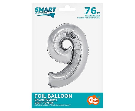 GOD BALON FOLIE ALUMINIU Smart, digit 9, 76cm, silver CH-SSR9 [1]