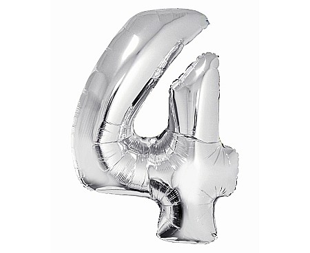 ARTICOLE PARTY - GOD BALON FOLIE ALUMINIU Smart, digit 4, 76cm, silver CH-SSR4