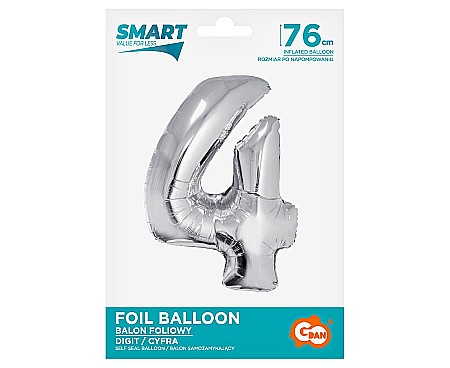 GOD BALON FOLIE ALUMINIU Smart, digit 4, 76cm, silver CH-SSR4 [1]