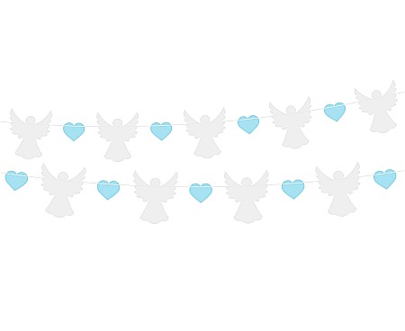 Bannere, Semne Craciun - GOD GHIRLANDA DIN HARTIE Angels and Hearts, blue, 150cm 10*12/5*4cm PF-GPAN