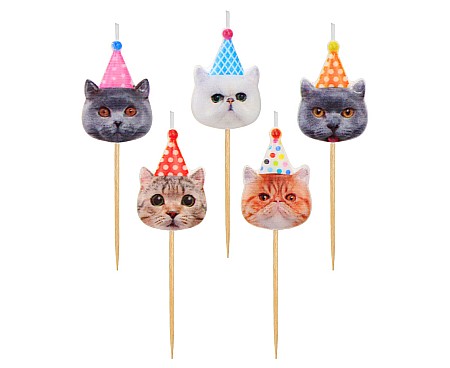 ARTICOLE PARTY - GOD LUMANARI TORT Pick candles, Cats, 5/set SF-SPKO