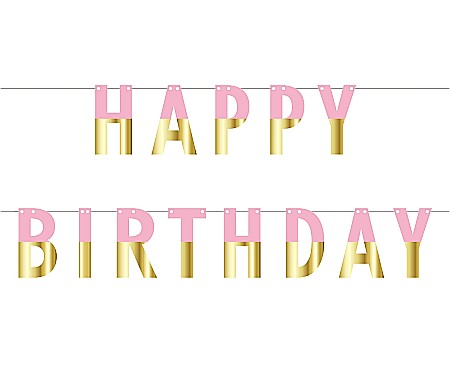 GOD GHIRLANDA DIN HARTIE Happy Birthday, DIY, pink-gold, 160cm PF-GURZ [0]