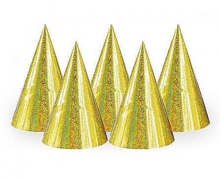 ARTICOLE PARTY - GOD COIF DIN CARTON Paper hats, holographic gold, 100/set PF-CHZ1