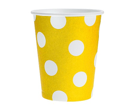 Farfurii/ Pahare/ Servetele/ Paie/ Tacamuri - GOD PAHARE CARTON Polka Dots, yellow, 270 ml / 6 pcs PF-KGZO