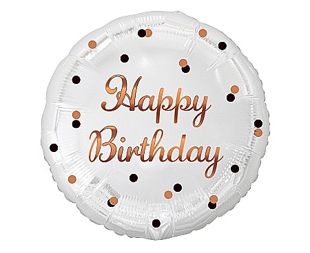 Baloane si accesorii - GOD BALON FOLIE ALUMINIU B&C Happy Birthday, white, rose-gold, 45cm FG-OHBB