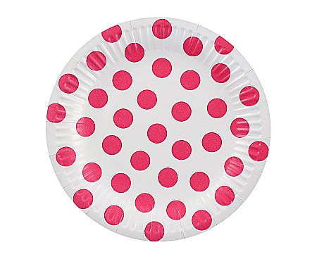 Farfurii/ Pahare/ Servetele/ Paie/ Tacamuri - GOD FARFURII CARTON Polka Dots, magenta, 18cm 6/set PW-TGM7