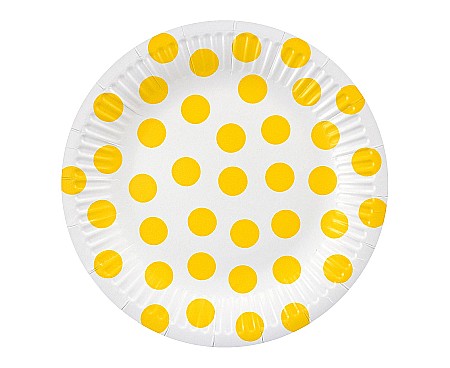 Farfurii/ Pahare/ Servetele/ Paie/ Tacamuri - GOD FARFURII CARTON Polka Dots, yellow, 18cm 6/set PW-TGZ7