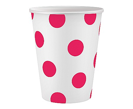 Farfurii/ Pahare/ Servetele/ Paie/ Tacamuri - GOD PAHARE CARTON Polka Dots, magenta, 250ml 6/set PW-KPGM