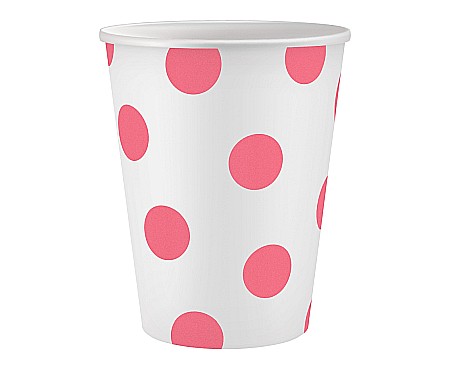 Farfurii/ Pahare/ Servetele/ Paie/ Tacamuri - GOD PAHARE CARTON Polka Dots, pink, 250ml 6/set PW-KPGR