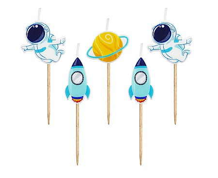 Decoratiuni/ Lumanari Tort/ Briose - GOD LUMANARI TORT Pick candles Space, 7.5cm 5/set SF-PKOS