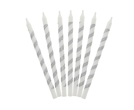 GOD LUMANARI TORT Birthday candles Twister, glitter silver, 12cm 16/set SF-TWBS [0]