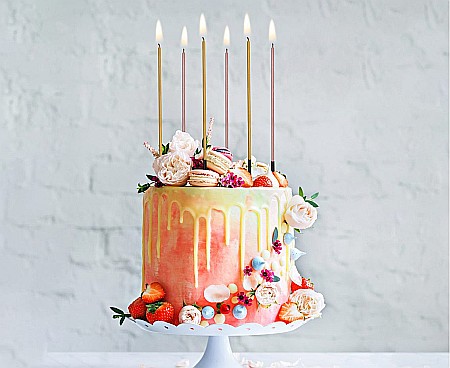 GOD LUMANARI TORT Metallic, pink/gold, 17cm 6/set 7C-SMRZ [1]