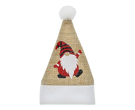 Costume/ Costumatii Craciun si accesorii - GOD DECORATIUNE CRACIUN PT TACAMURI CACIULA DE GNOM 8*11CM IUTA NW-ETSS