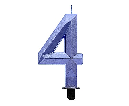 Decoratiuni/ Lumanari Tort/ Briose - GOD LUMANARI TORT Number 4, Diamond, metallic dark blue, 7.6cm PF-SDC4