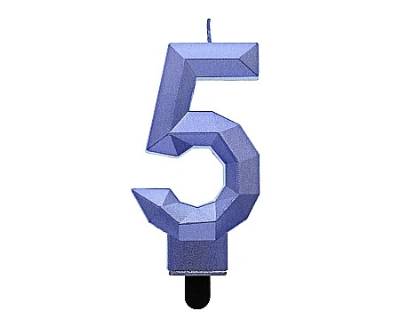 ARTICOLE PARTY - GOD LUMANARI TORT Number 5, Diamond, metallic dark blue, 7.6cm PF-SDC5