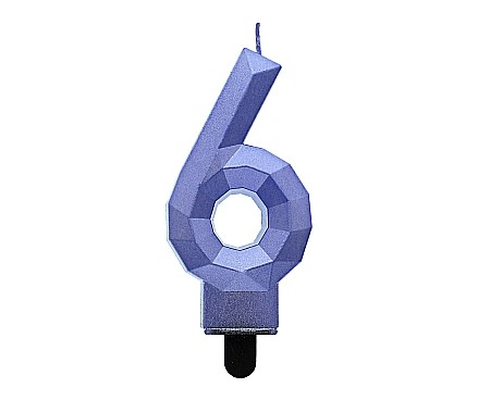 Decoratiuni/ Lumanari Tort/ Briose - GOD LUMANARI TORT Number 6, Diamond, metallic dark blue, 7.6cm PF-SDC6