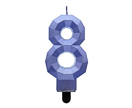 Decoratiuni/ Lumanari Tort/ Briose - GOD LUMANARI TORT Number 8, Diamond, metallic dark blue, 7.6cm PF-SDC8