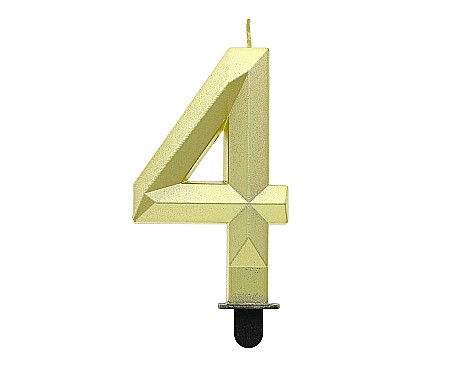 Decoratiuni/ Lumanari Tort/ Briose - GOD LUMANARI TORT Number 4, Diamond, metallic gold, 7.6cm PF-SDZ4