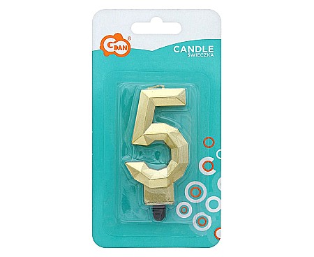 GOD LUMANARI TORT Number 5, Diamond, metallic gold, 7.6cm PF-SDZ5 [1]