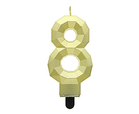 Decoratiuni/ Lumanari Tort/ Briose - GOD LUMANARI TORT Number 8, Diamond, metallic gold, 7.6cm PF-SDZ8